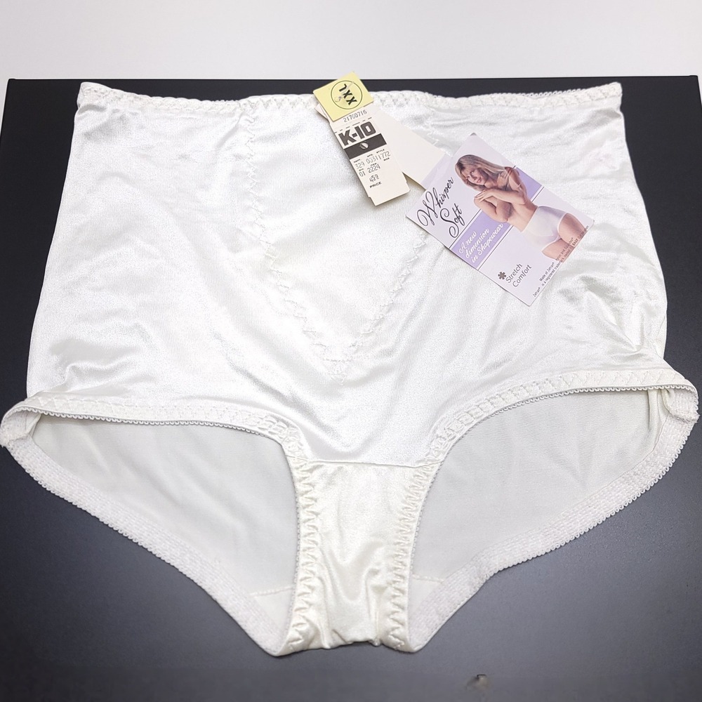 Vintage Whisper Soft High Waisted Control Top Briefs White XXL NWT